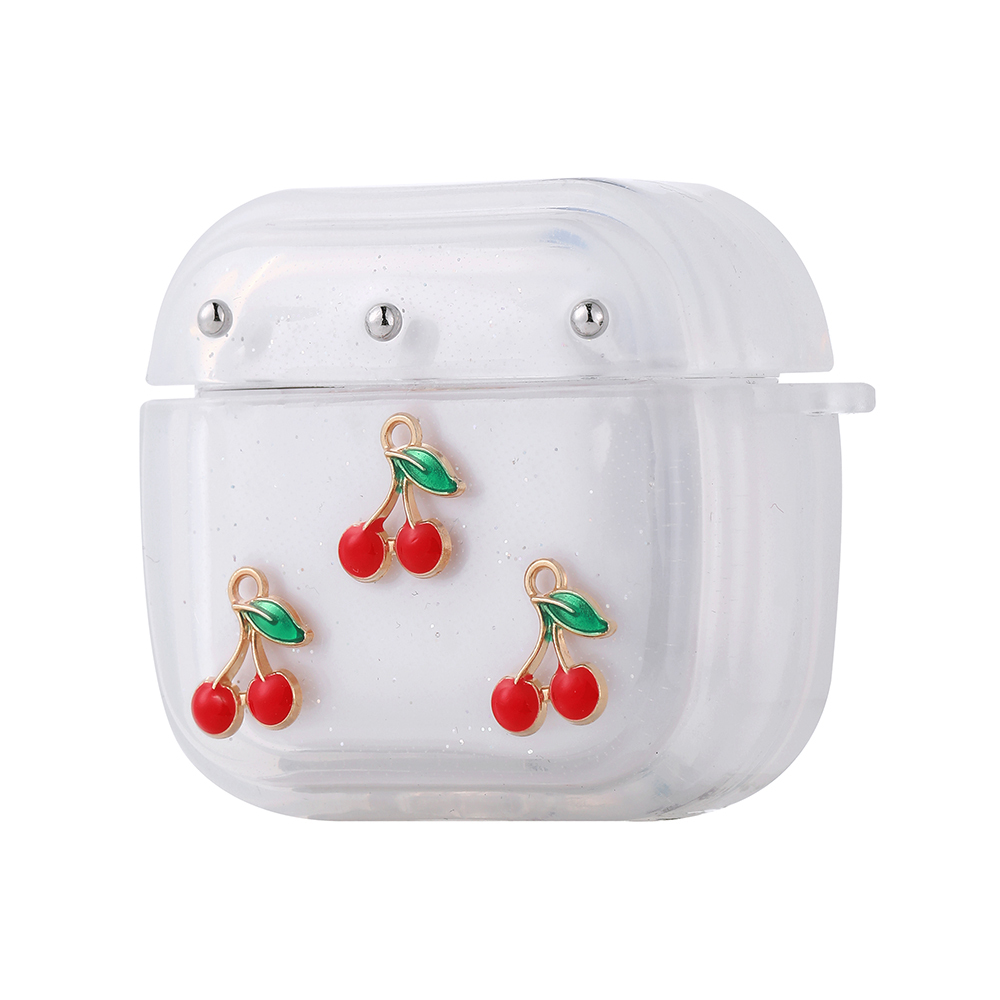 [RNZ-TA117455] Apple Airpods 4 Uyumlu Zore Airbag 44 Airbag Tasarımlı Simli Şeffaf Kutup Kılıf (Kiraz)