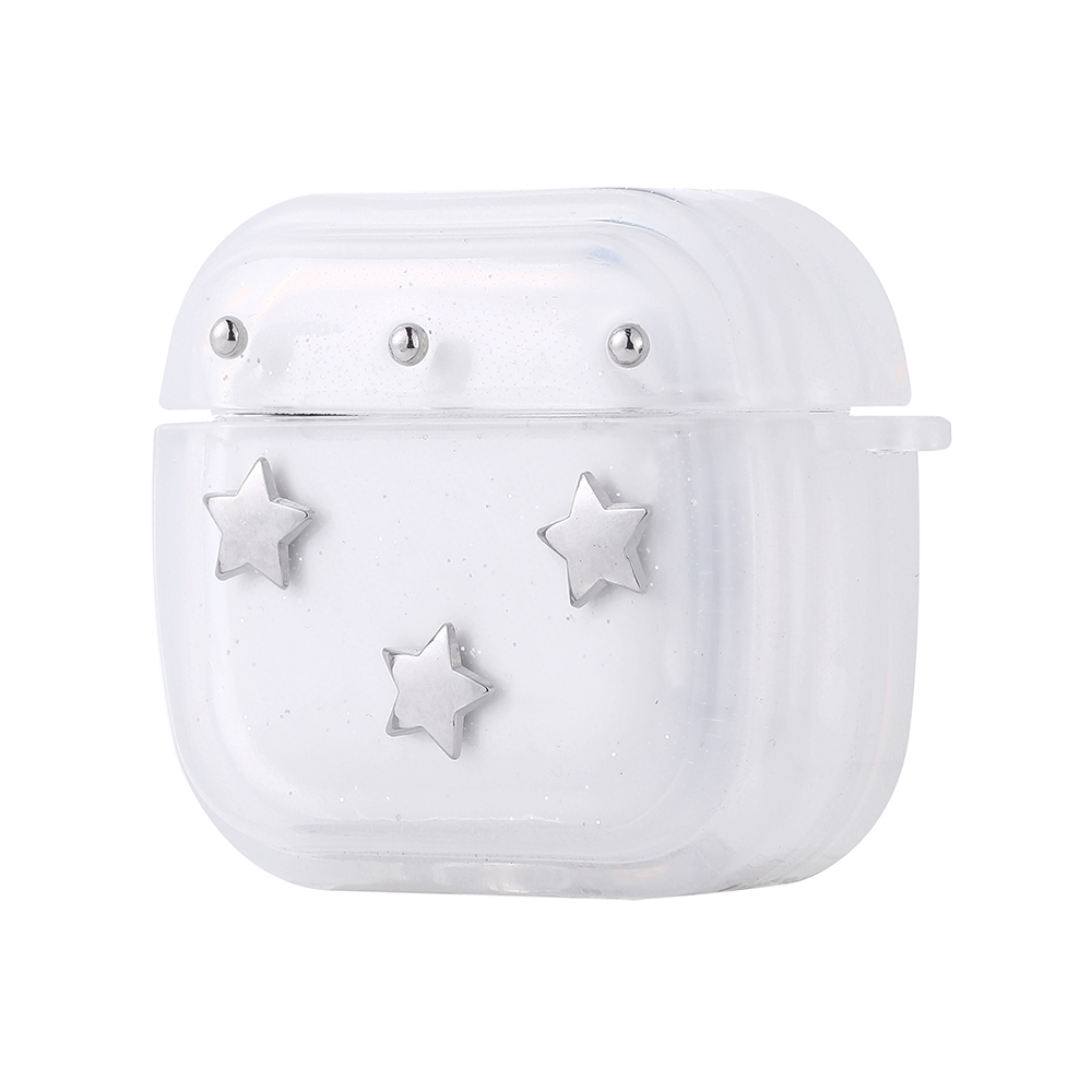 Apple Airpods 4 Uyumlu Zore Airbag 44 Airbag Tasarımlı Simli Şeffaf Kutup Kılıf