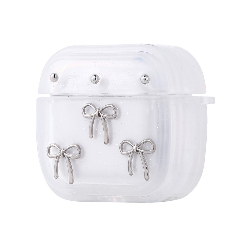 Apple Airpods 4 Uyumlu Zore Airbag 44 Airbag Tasarımlı Simli Şeffaf Kutup Kılıf