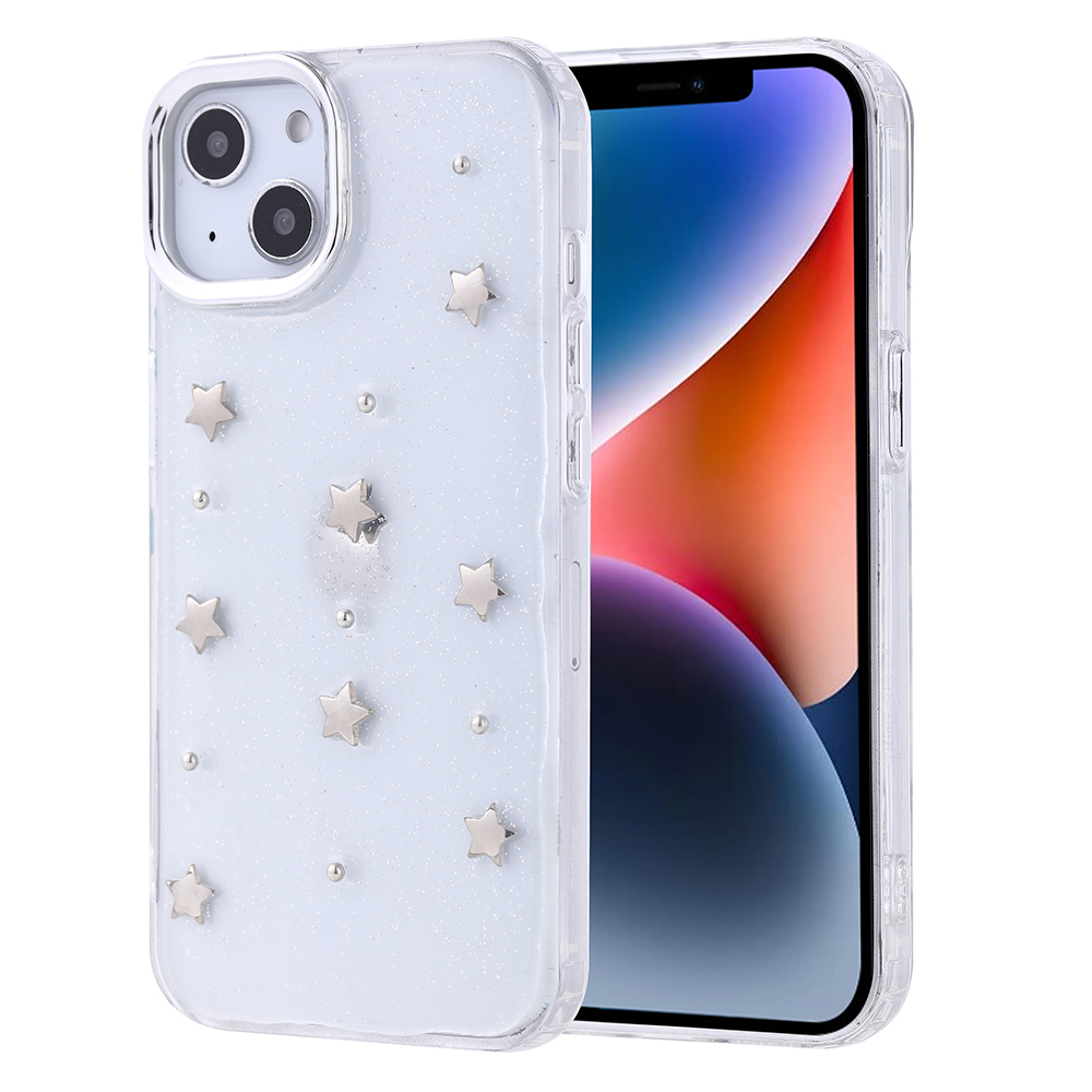 Apple iPhone 14 Uyumlu Kılıf Airbag Tasarımlı Simli Şeffaf Zore Kutup Kapak
