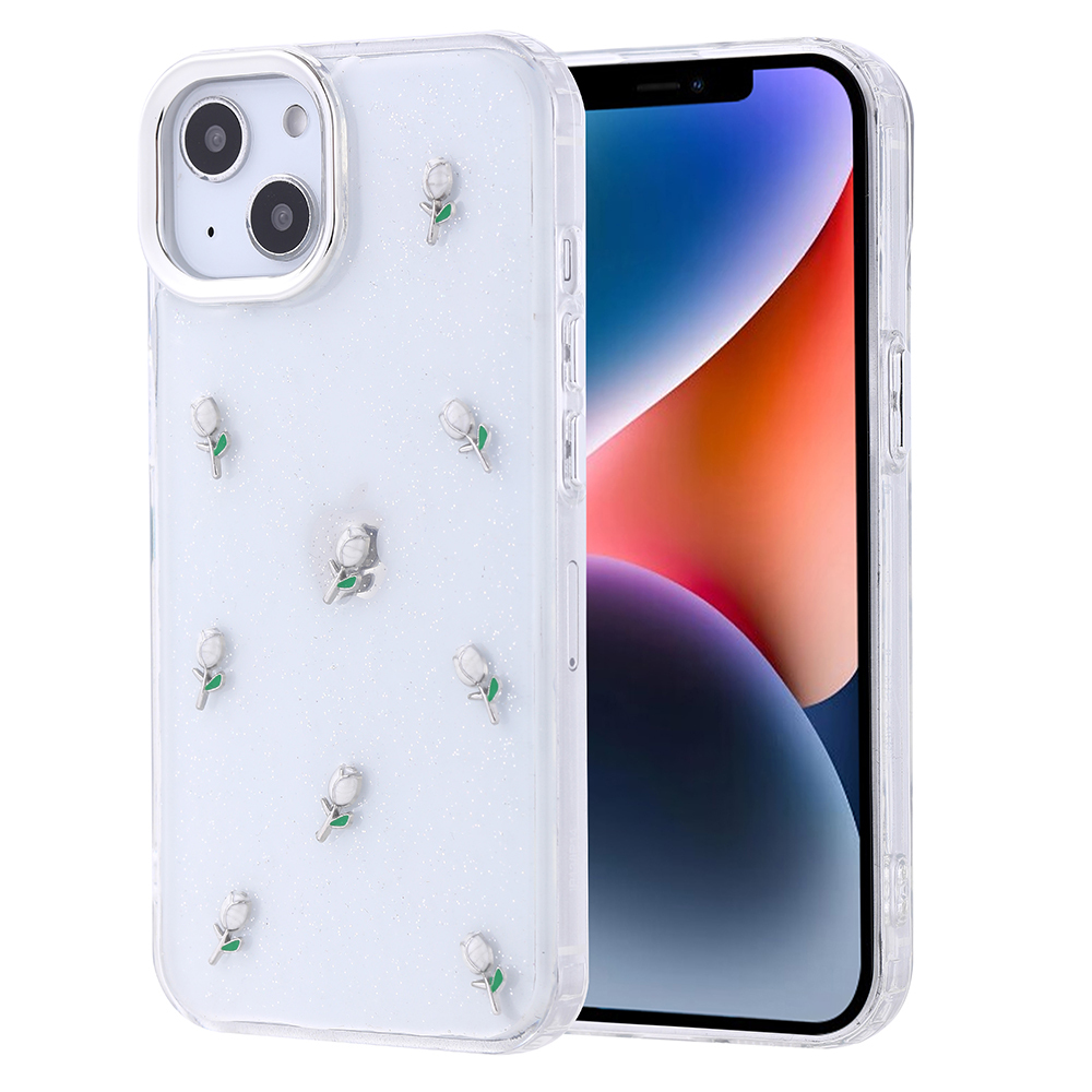 Apple iPhone 14 Uyumlu Kılıf Airbag Tasarımlı Simli Şeffaf Zore Kutup Kapak