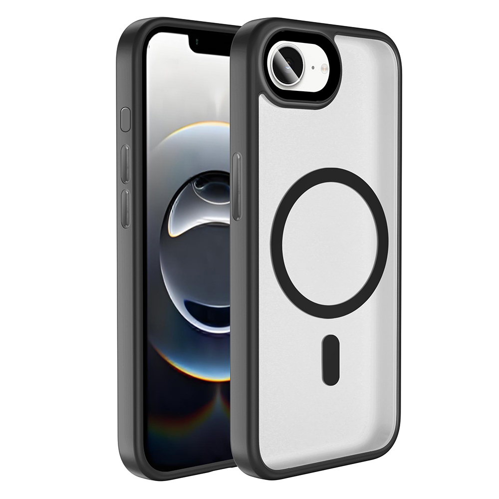 [RNZ-TA118046] Apple iPhone 16E Uyumlu Kılıf Mat Arka Yüzey Wireless Şarj Özellikli Zore Flet M-safe Kapak (Siyah)