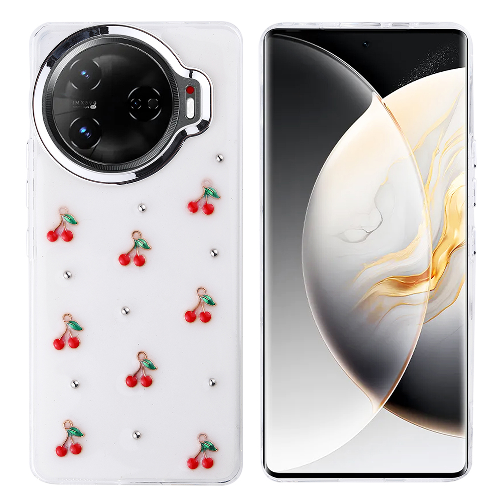 [RNZ-TA117195] Tecno Camon 30 Pro 5G Uyumlu Kılıf Airbag Tasarımlı Simli Şeffaf Zore Kutup Kapak (Kiraz)