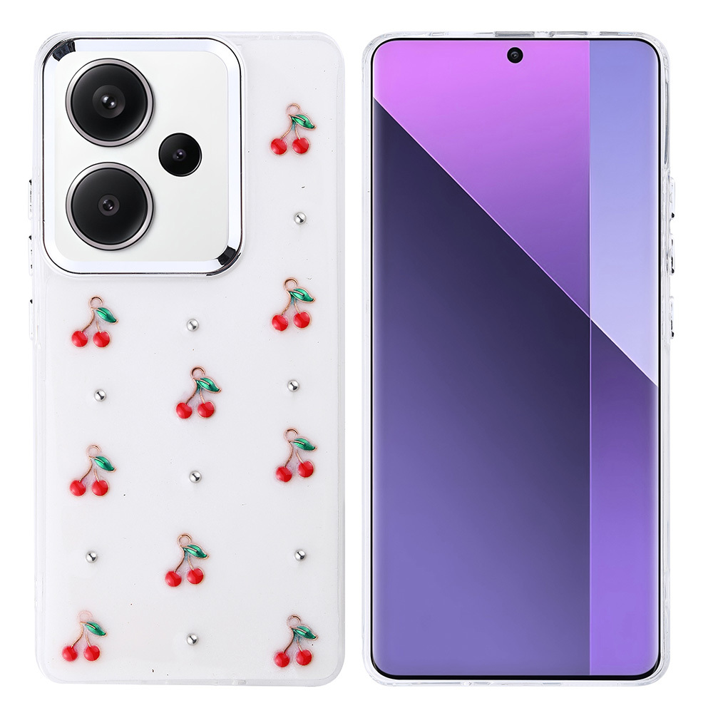 [RNZ-TA117199] Xiaomi Redmi Note 13 Pro Plus 5G Uyumlu Kılıf Airbag Tasarımlı Simli Şeffaf Zore Kutup Kapak (Kiraz)