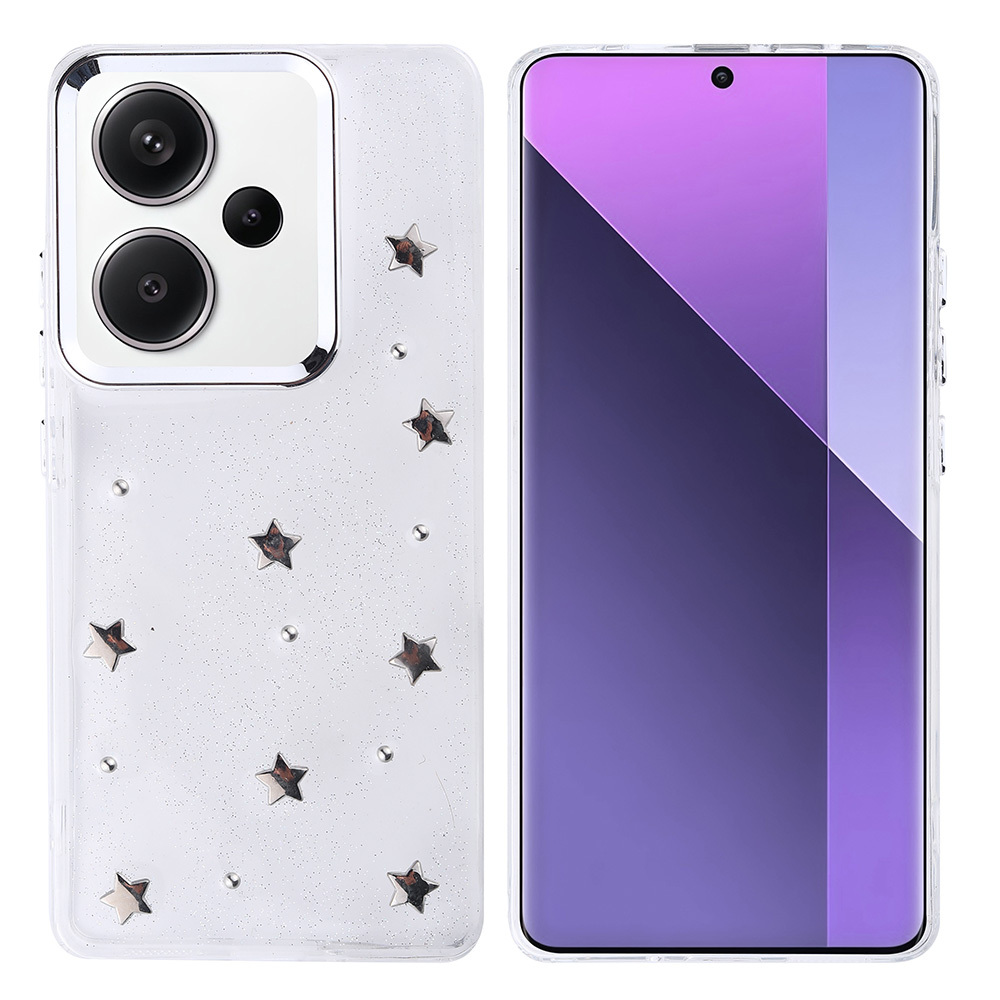 Xiaomi Redmi Note 13 Pro Plus 5G Uyumlu Kılıf Airbag Tasarımlı Simli Şeffaf Zore Kutup Kapak