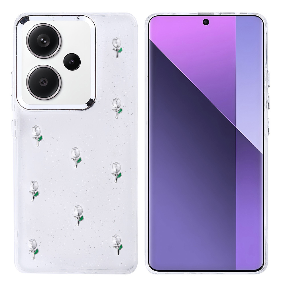 Xiaomi Redmi Note 13 Pro Plus 5G Uyumlu Kılıf Airbag Tasarımlı Simli Şeffaf Zore Kutup Kapak