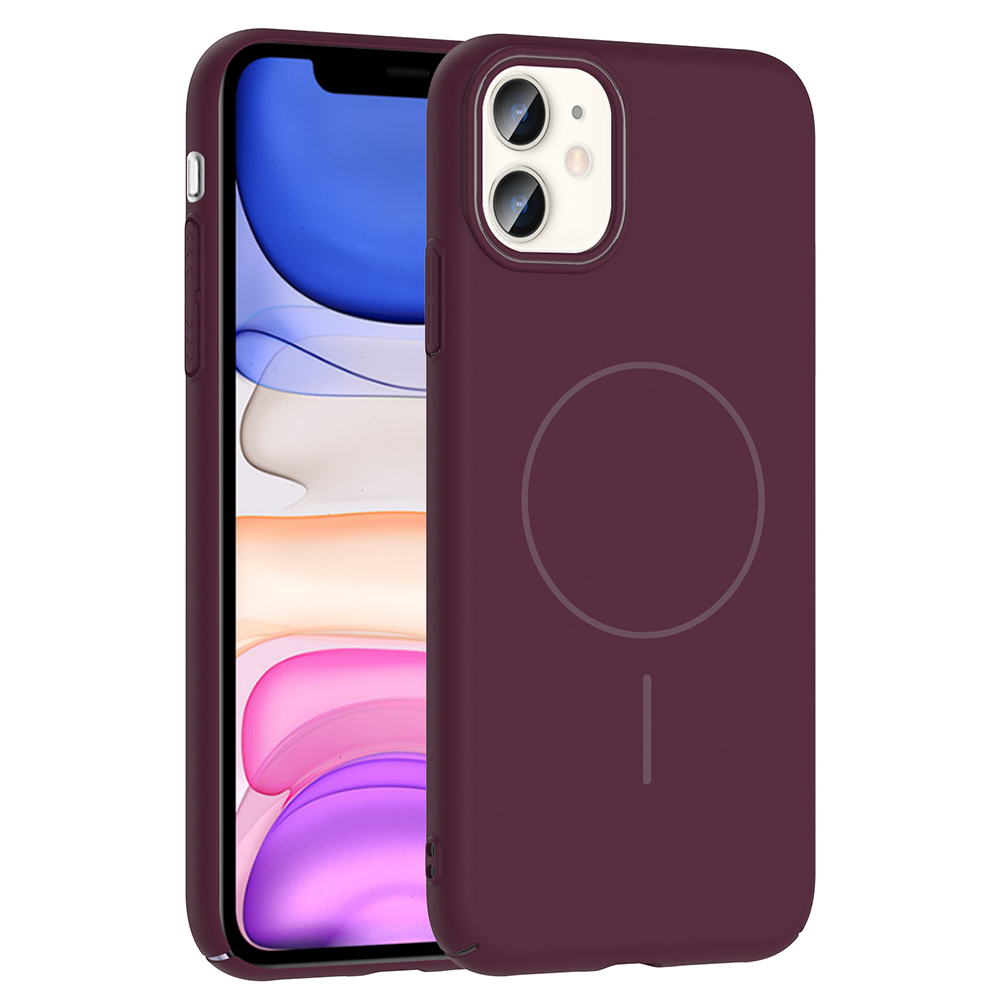 Apple iPhone 11 Uyumlu Kılıf M-safe Şarj Özellikli Zore Ruby Sert Kapak