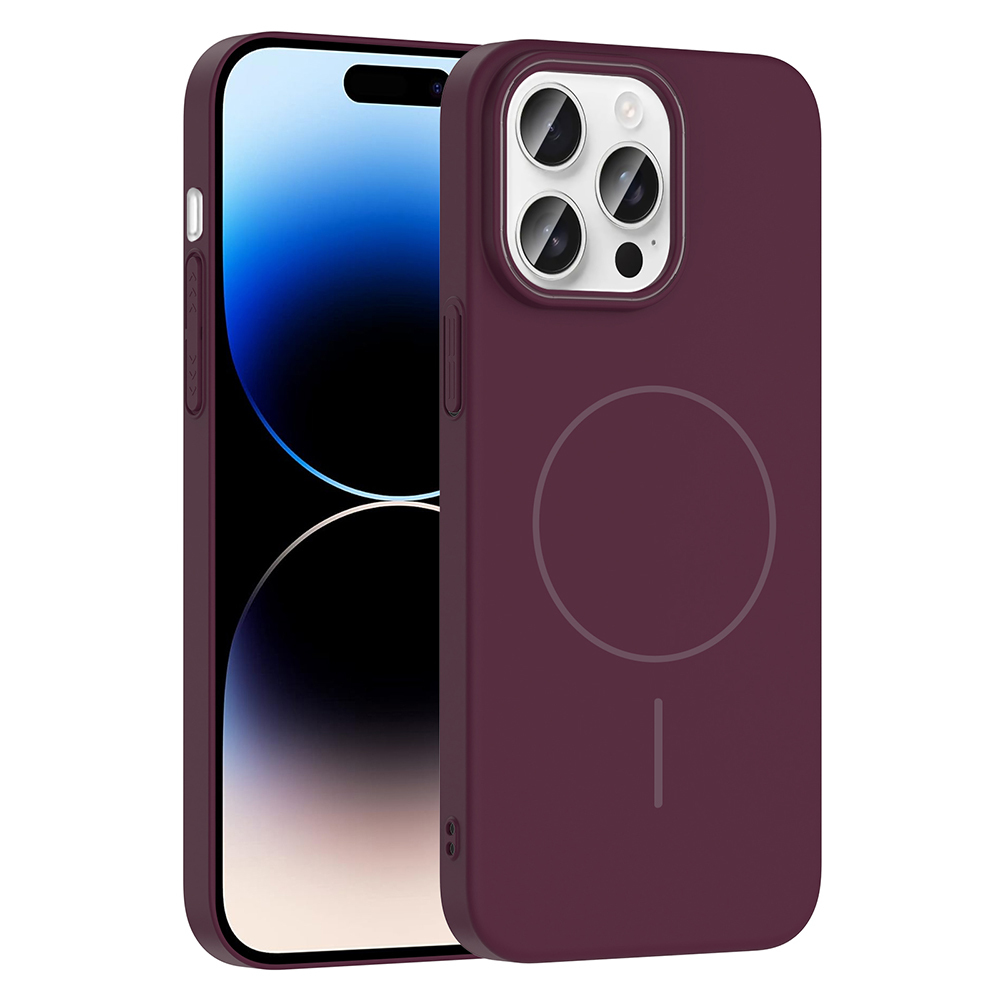 Apple iPhone 14 Pro Max Uyumlu Kılıf M-safe Şarj Özellikli Zore Ruby Sert Kapak