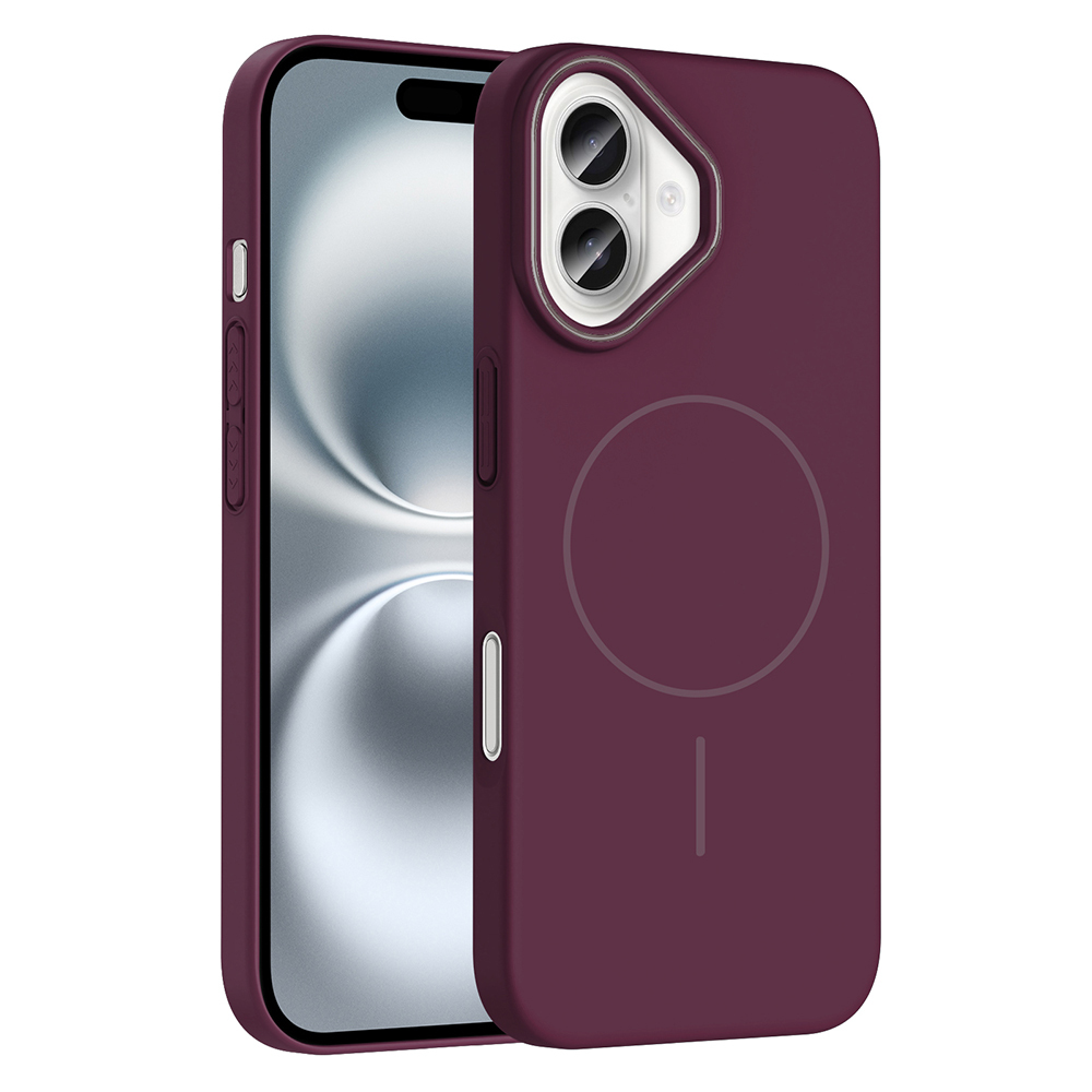Apple iPhone 16 Uyumlu Kılıf M-safe Şarj Özellikli Zore Ruby Sert Kapak