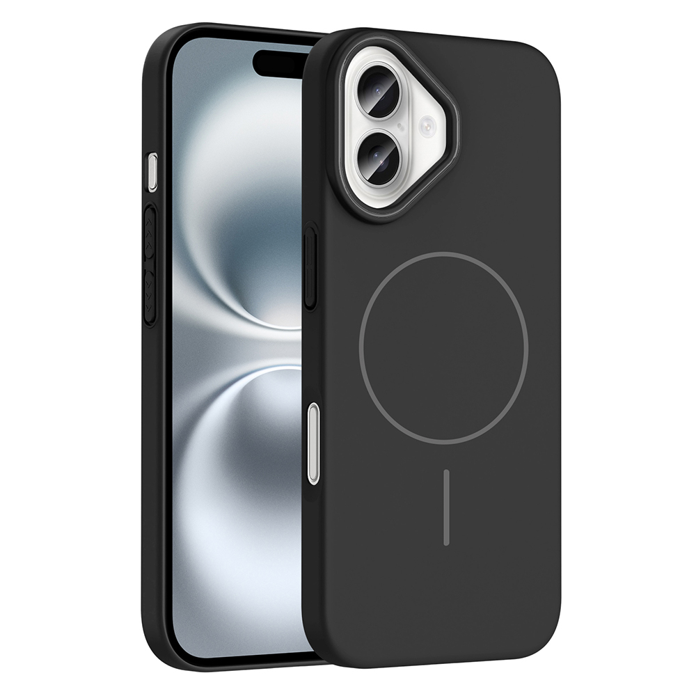 [RNZ-TA117419] Apple iPhone 16 Plus Uyumlu Kılıf M-safe Şarj Özellikli Zore Ruby Sert Kapak (Siyah)