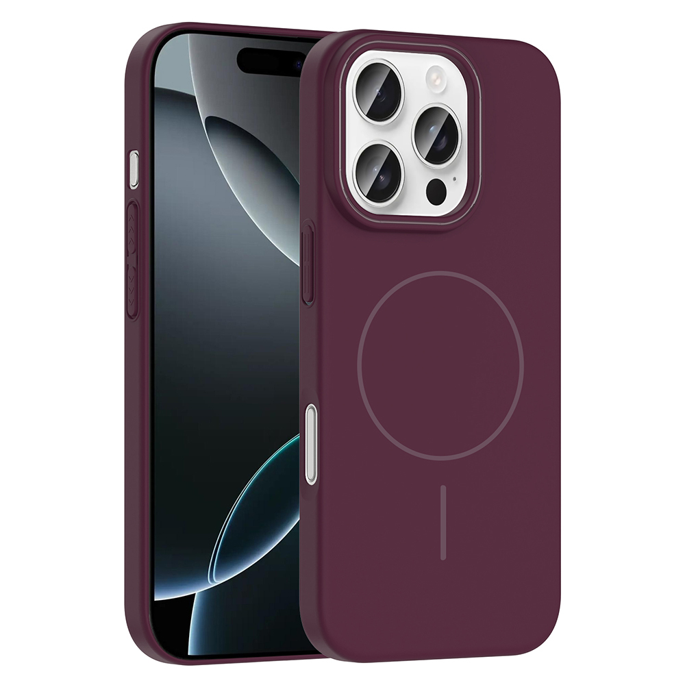 Apple iPhone 16 Pro Uyumlu Kılıf M-safe Şarj Özellikli Zore Ruby Sert Kapak