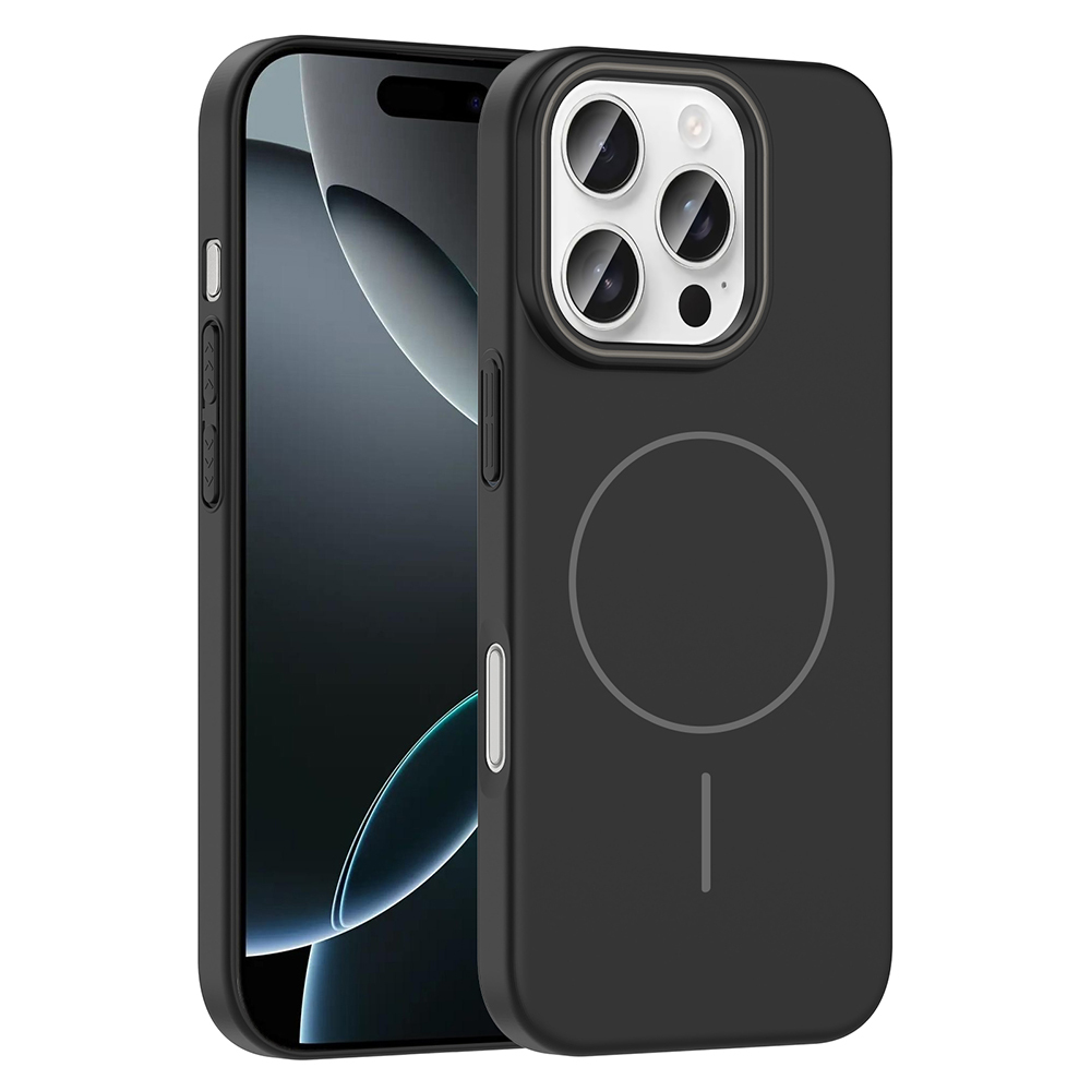 [RNZ-TA117422] Apple iPhone 16 Pro Uyumlu Kılıf M-safe Şarj Özellikli Zore Ruby Sert Kapak (Siyah)