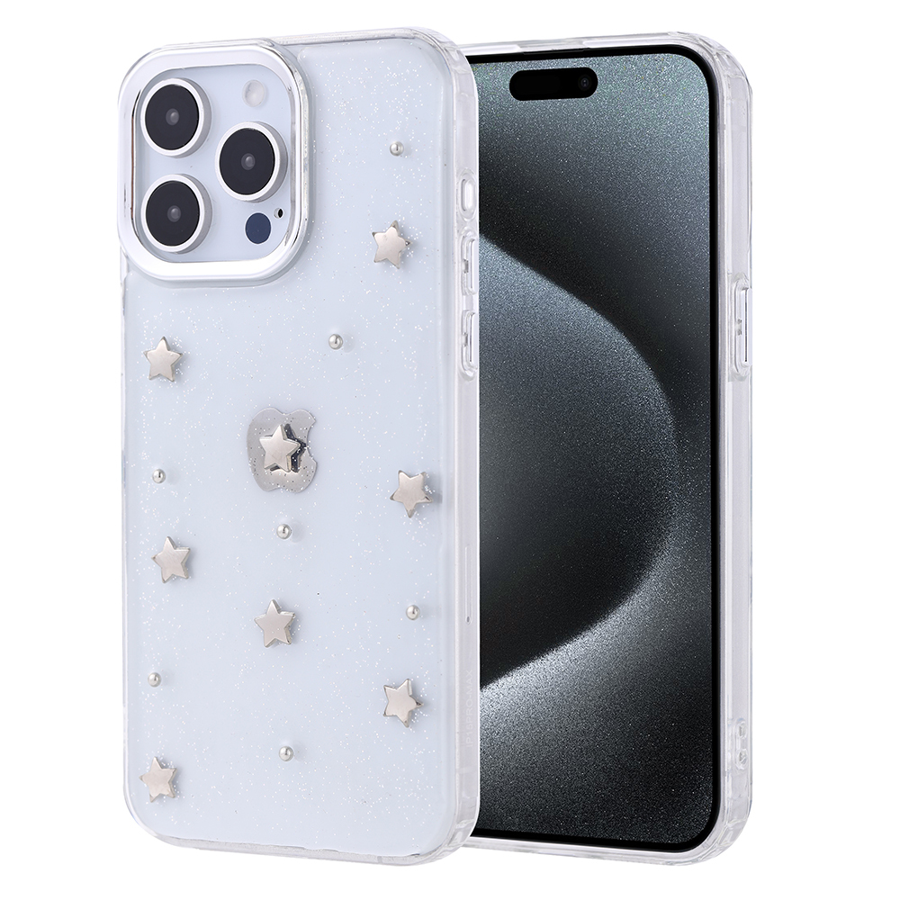 Apple iPhone 15 Pro Max Uyumlu Kılıf Airbag Tasarımlı Simli Şeffaf Zore Kutup Kapak