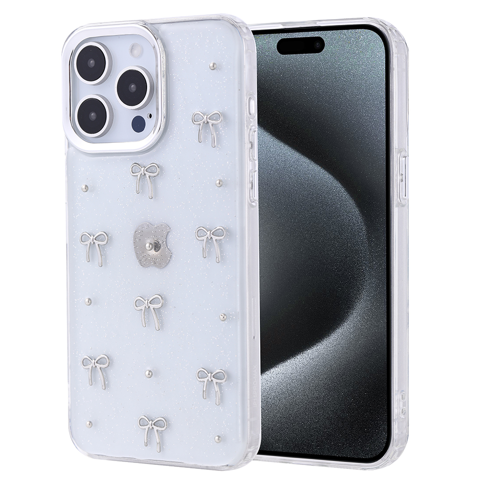 Apple iPhone 15 Pro Max Uyumlu Kılıf Airbag Tasarımlı Simli Şeffaf Zore Kutup Kapak
