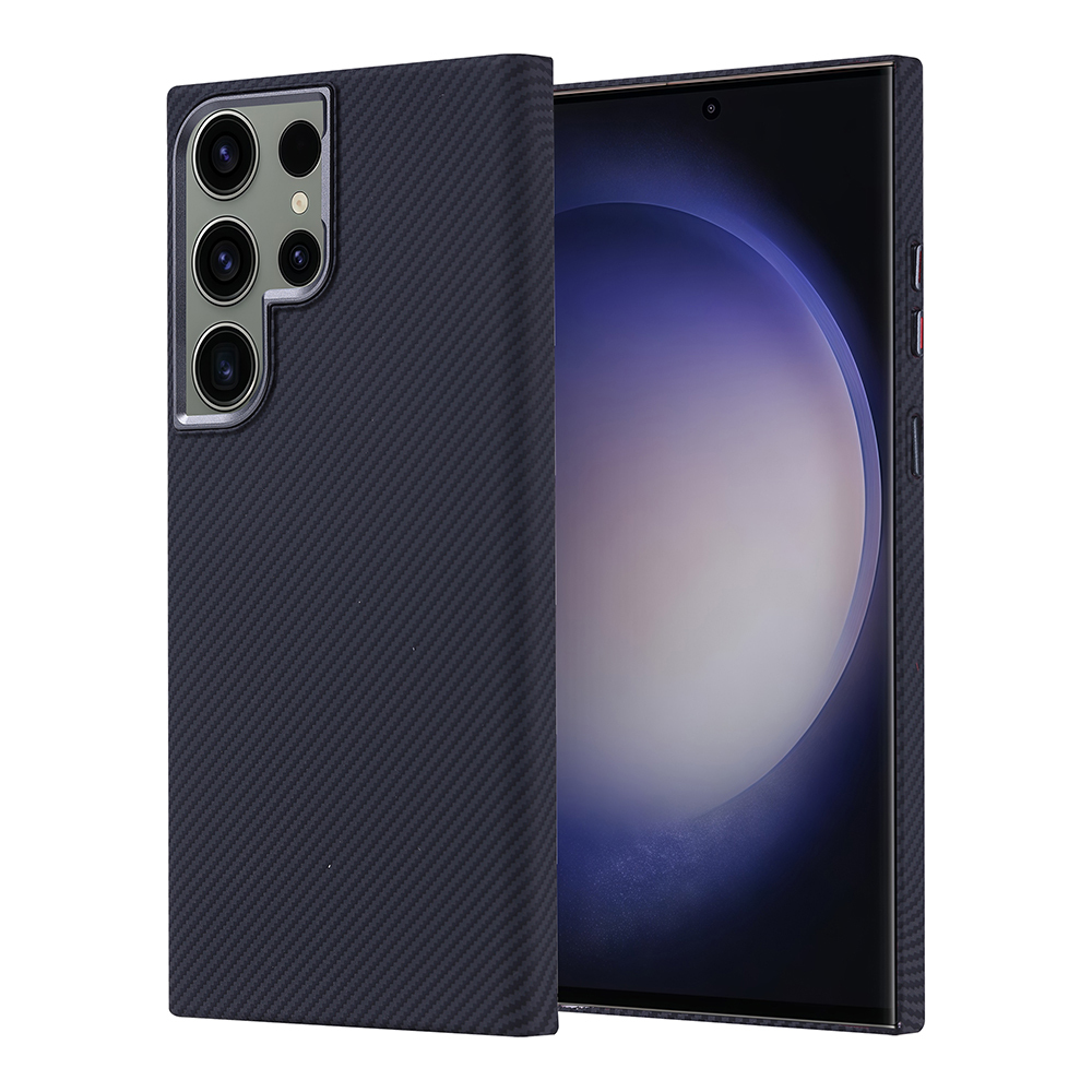 Samsung Galaxy S23 Ultra Uyumlu Kılıf M-safe Şarj Özellikli Karbon Fiber Görünümlü Zore Nekst Kapak