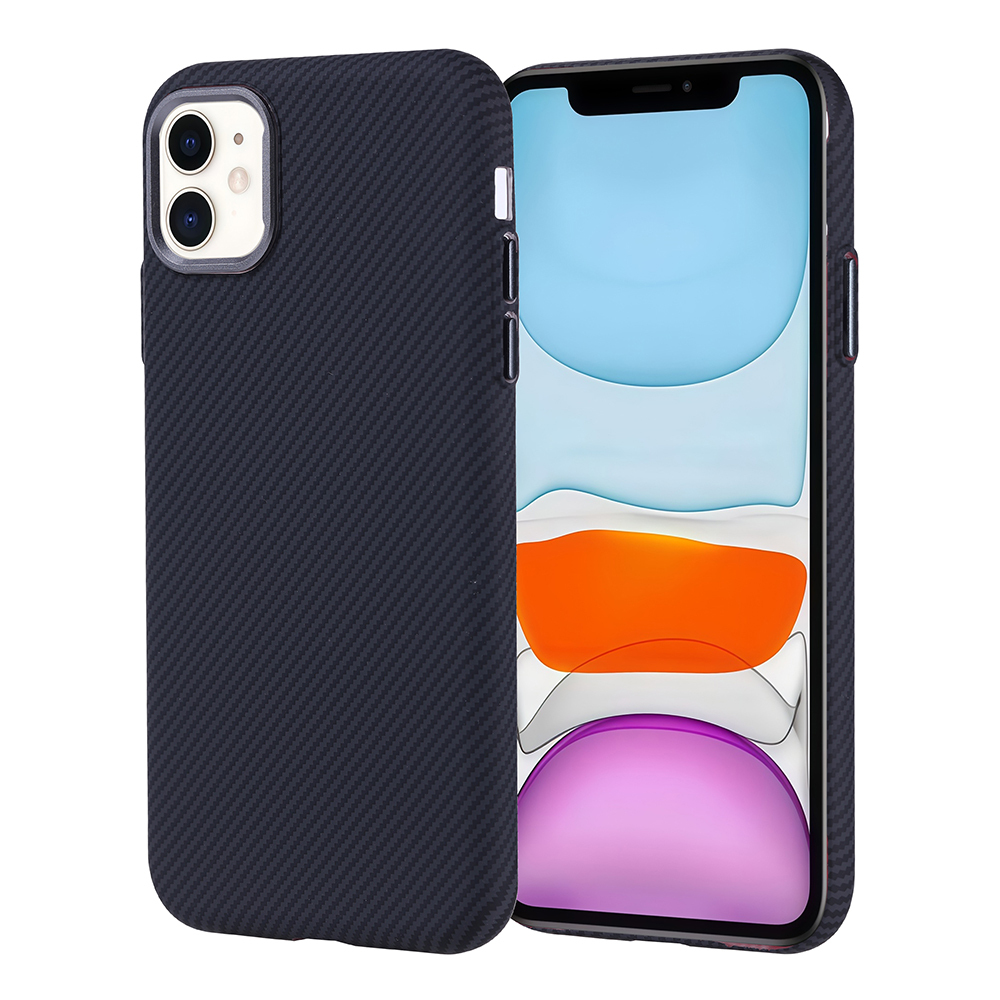 [RNZ-TA117964] Apple iPhone 11 Uyumlu Kılıf M-safe Şarj Özellikli Karbon Fiber Görünümlü Zore Nekst Kapak (Siyah)