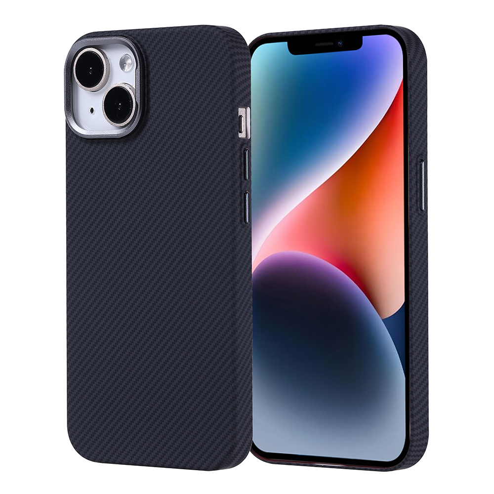 [RNZ-TA117968] Apple iPhone 13 Uyumlu Kılıf M-safe Şarj Özellikli Karbon Fiber Görünümlü Zore Nekst Kapak (Siyah)