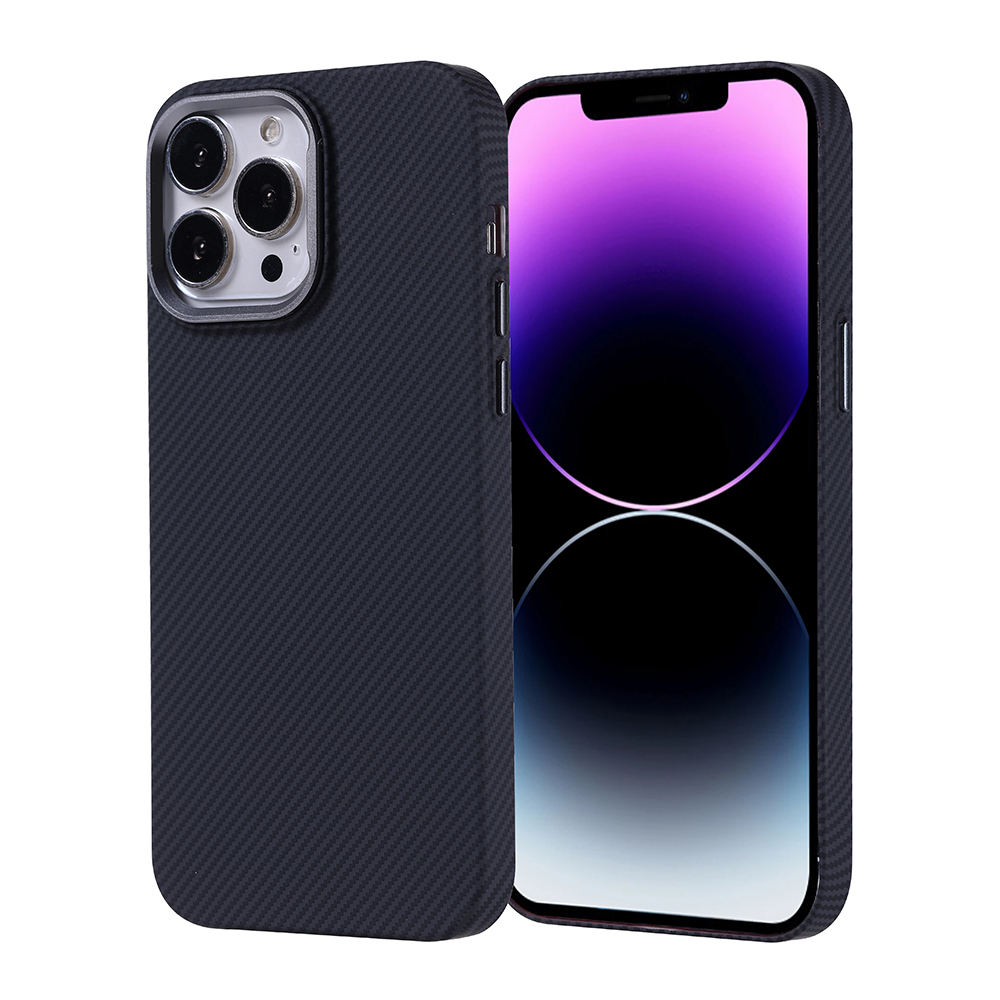 [RNZ-TA117976] Apple iPhone 14 Pro Max Uyumlu Kılıf M-safe Şarj Özellikli Karbon Fiber Görünümlü Zore Nekst Kapak (Siyah)