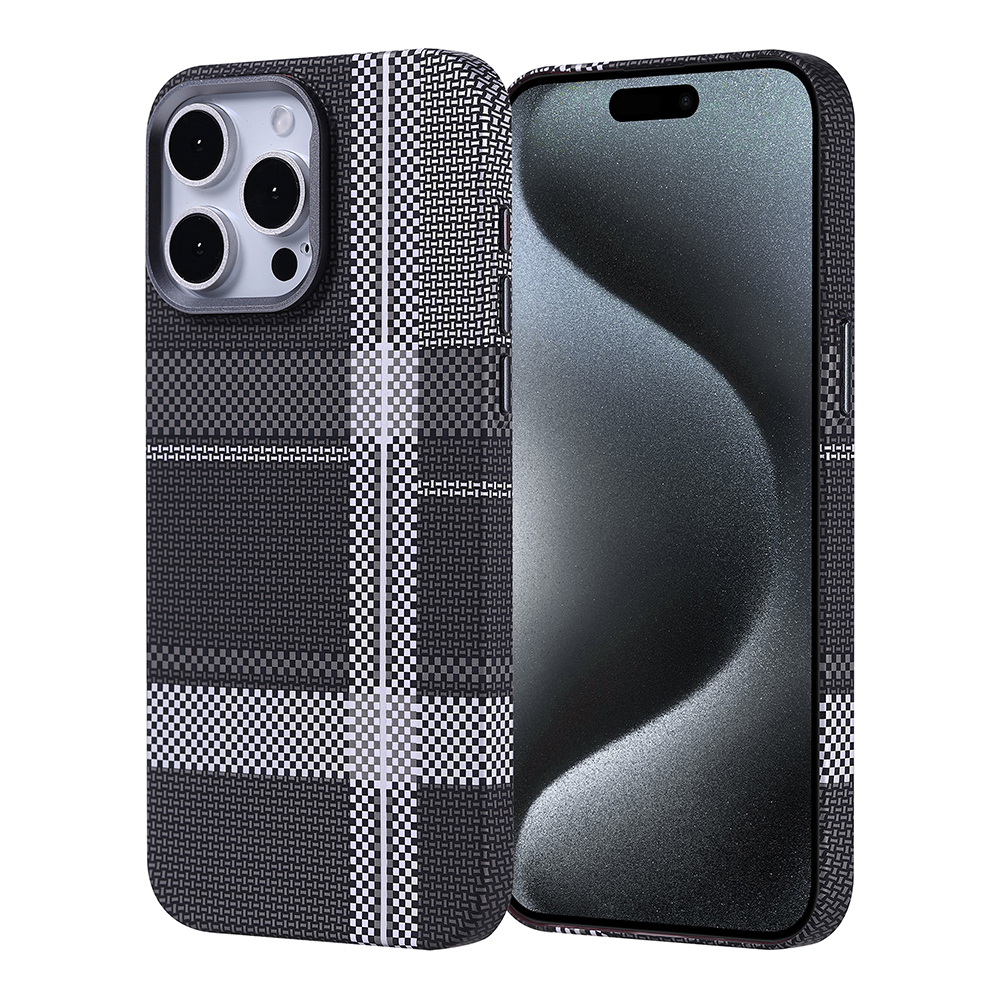 Apple iPhone 15 Pro Uyumlu Kılıf M-safe Şarj Özellikli Karbon Fiber Görünümlü Zore Nekst Kapak