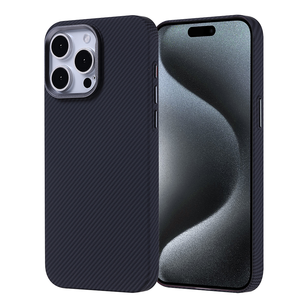 [RNZ-TA117984] Apple iPhone 15 Pro Uyumlu Kılıf M-safe Şarj Özellikli Karbon Fiber Görünümlü Zore Nekst Kapak (Siyah)
