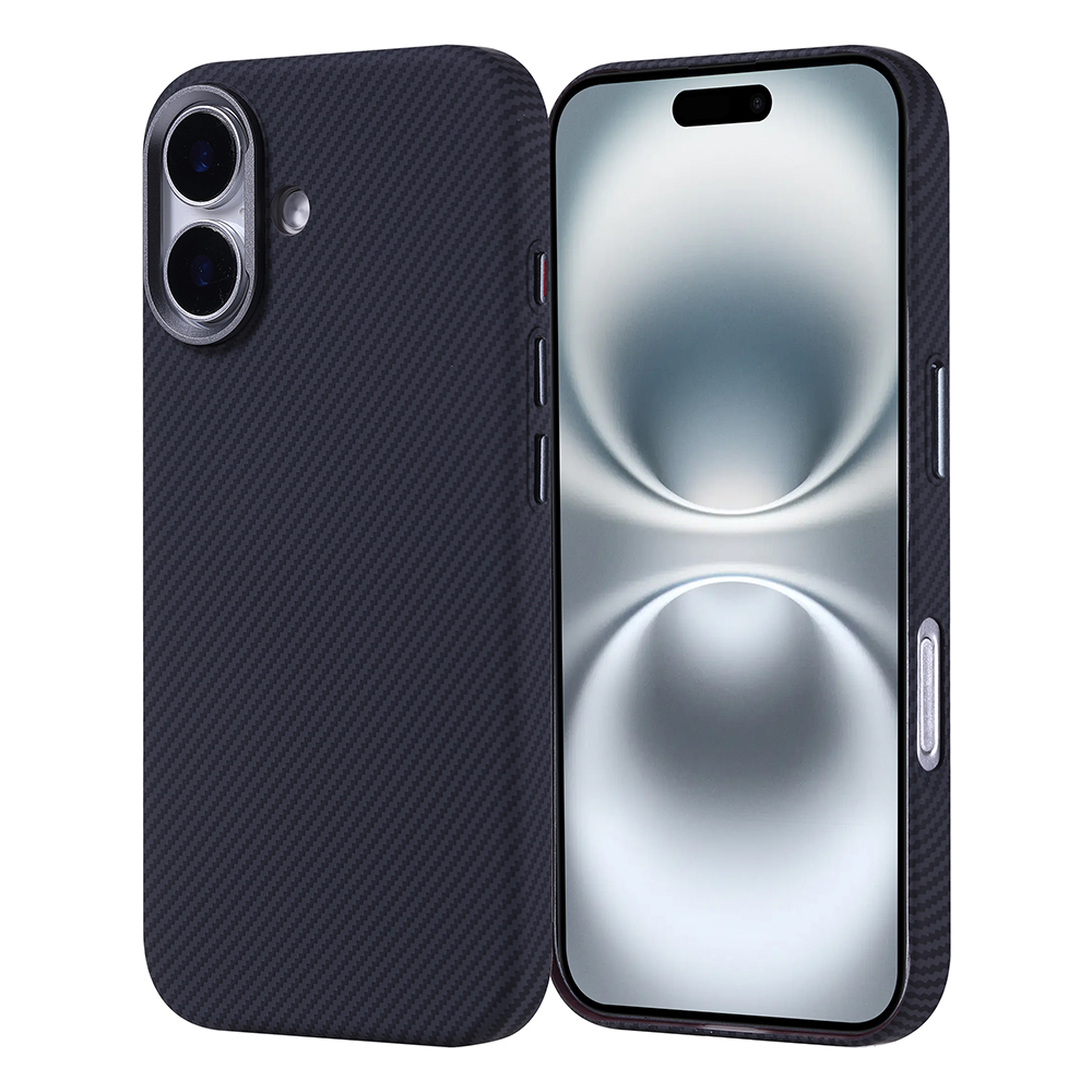 [RNZ-TA117992] Apple iPhone 16 Uyumlu Kılıf M-safe Şarj Özellikli Karbon Fiber Görünümlü Zore Nekst Kapak (Siyah)