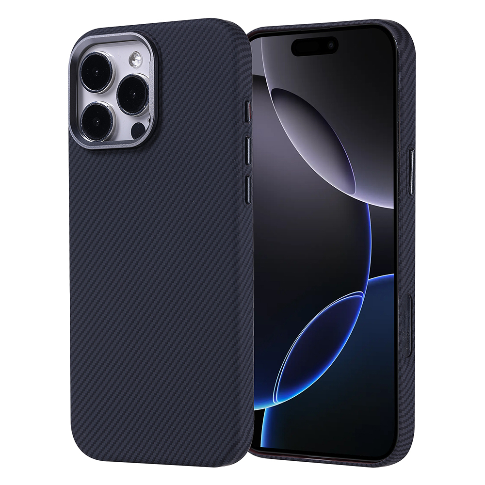 [RNZ-TA118000] Apple iPhone 16 Pro Uyumlu Kılıf M-safe Şarj Özellikli Karbon Fiber Görünümlü Zore Nekst Kapak (Siyah)