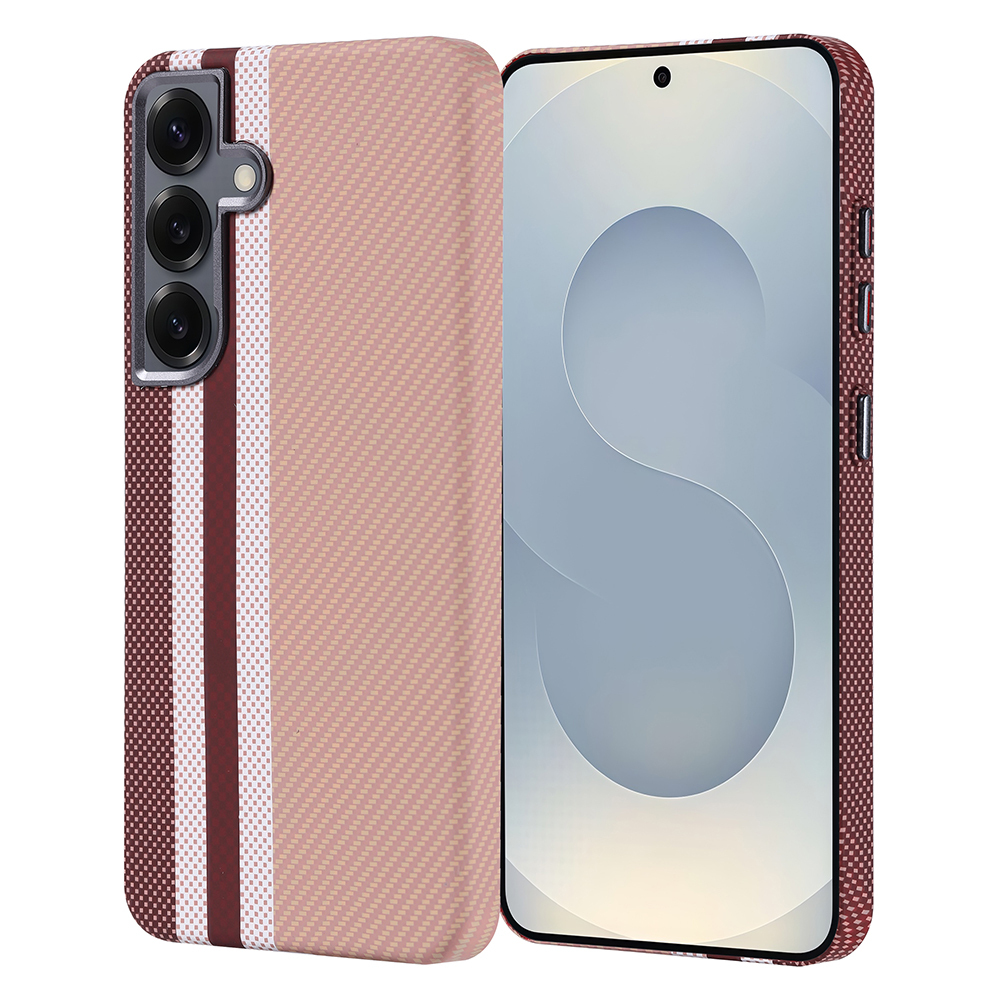 [RNZ-TA118034] Samsung Galaxy S25 Uyumlu Kılıf M-safe Şarj Özellikli Karbon Fiber Görünümlü Zore Nekst Kapak (Gold)
