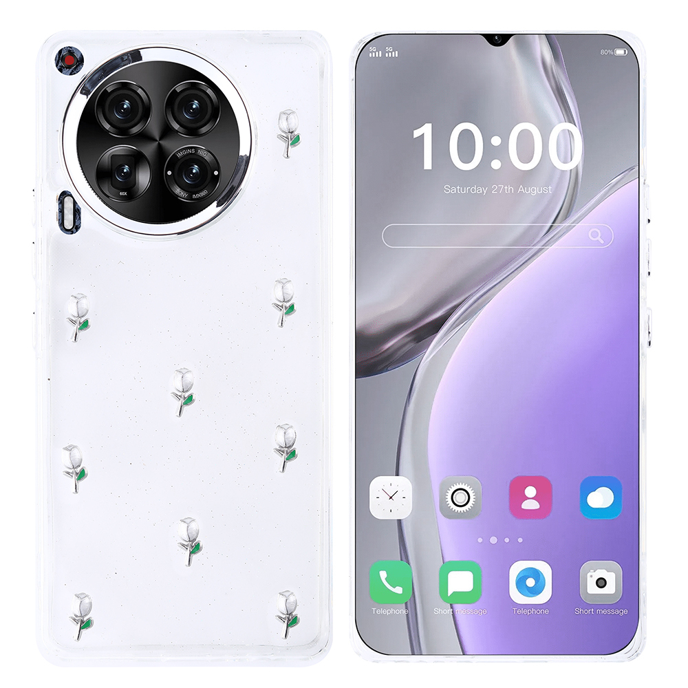 Tecno Camon 30 Uyumlu Kılıf Airbag Tasarımlı Simli Şeffaf Zore Kutup Kapak