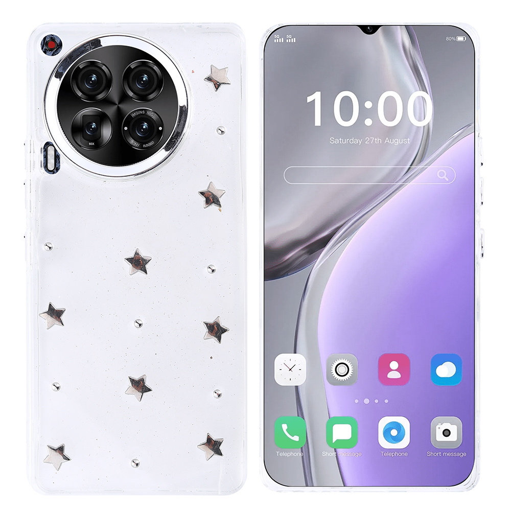 Tecno Camon 30 4G Uyumlu Kılıf Airbag Tasarımlı Simli Şeffaf Zore Kutup Kapak