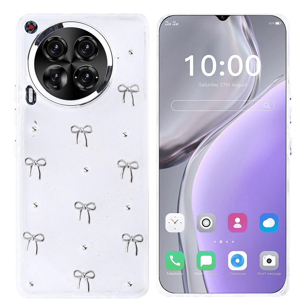 Tecno Camon 30 4G Uyumlu Kılıf Airbag Tasarımlı Simli Şeffaf Zore Kutup Kapak