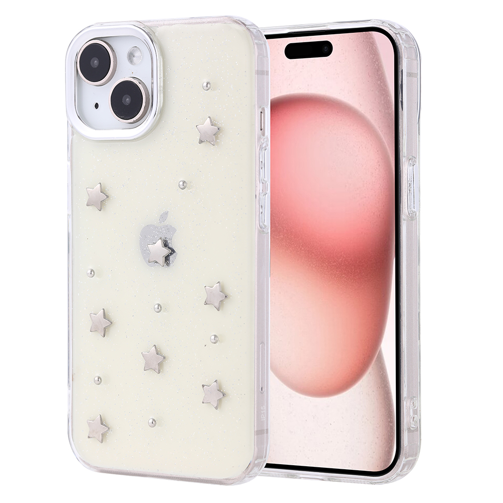 Apple iPhone 15 Uyumlu Kılıf Airbag Tasarımlı Simli Şeffaf Zore Kutup Kapak