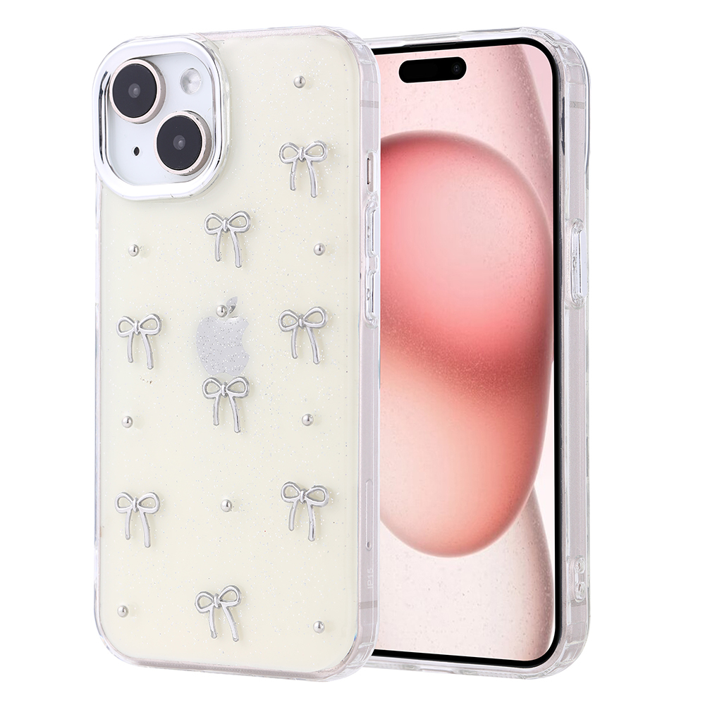 Apple iPhone 15 Uyumlu Kılıf Airbag Tasarımlı Simli Şeffaf Zore Kutup Kapak