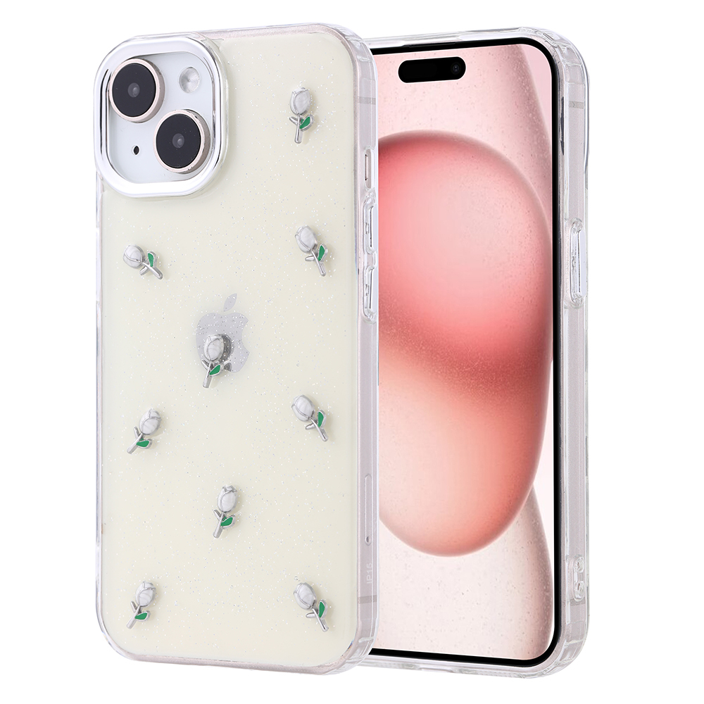 Apple iPhone 15 Uyumlu Kılıf Airbag Tasarımlı Simli Şeffaf Zore Kutup Kapak