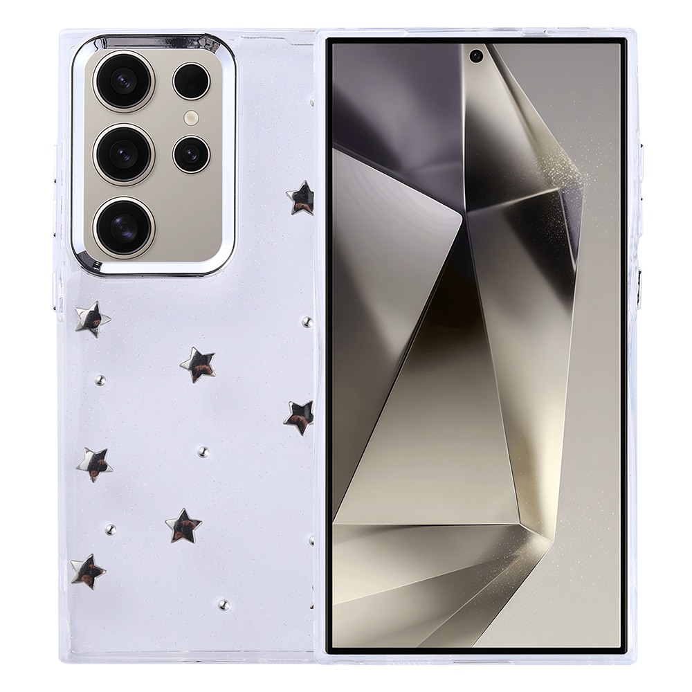 Samsung Galaxy S24 Ultra Uyumlu Kılıf Airbag Tasarımlı Simli Şeffaf Zore Kutup Kapak