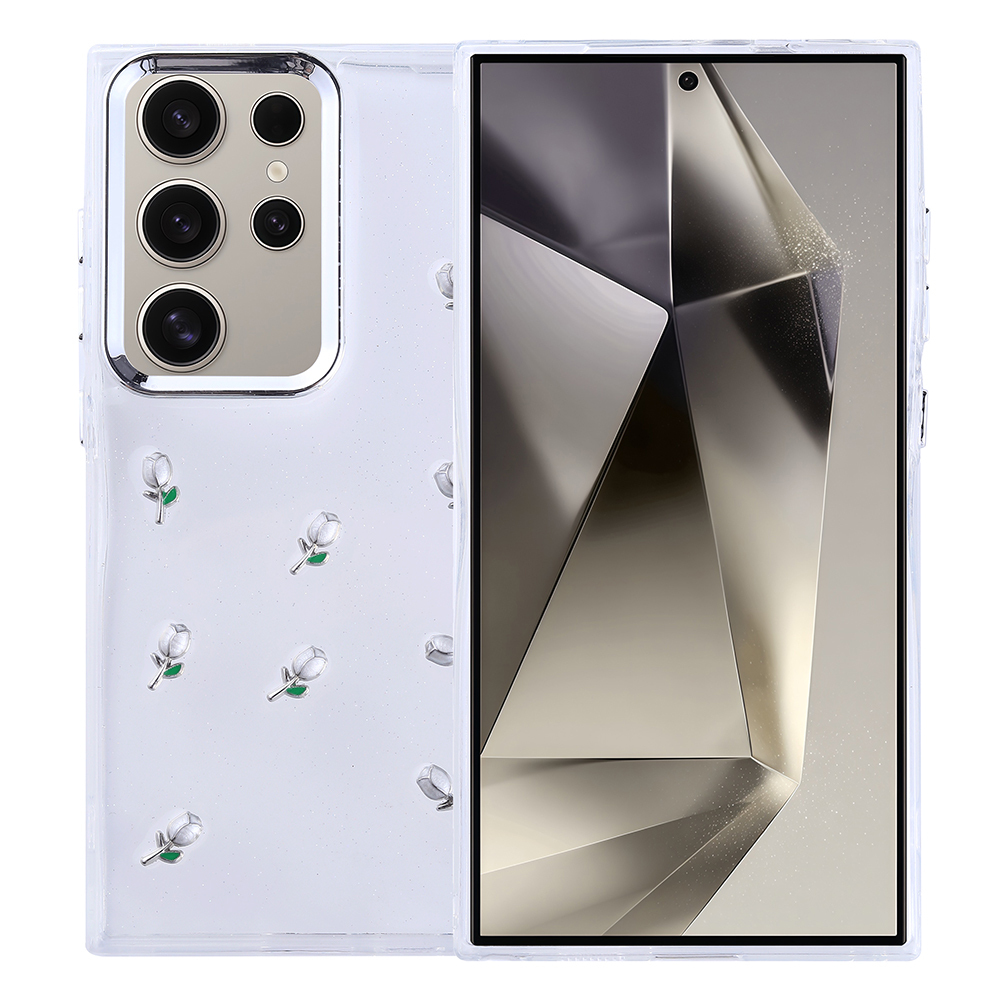 Samsung Galaxy S24 Ultra Uyumlu Kılıf Airbag Tasarımlı Simli Şeffaf Zore Kutup Kapak