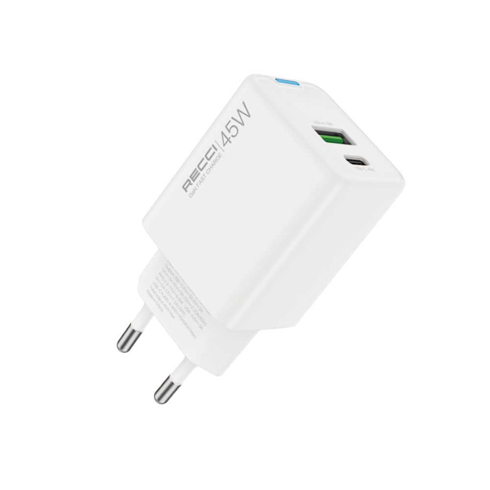 [RNZ-TA115689] Recci RC108E GaN Teknolojili Hızlı Şarj Başlığı Type-C to Type-C PD 45W Kablolu Şarj Seti