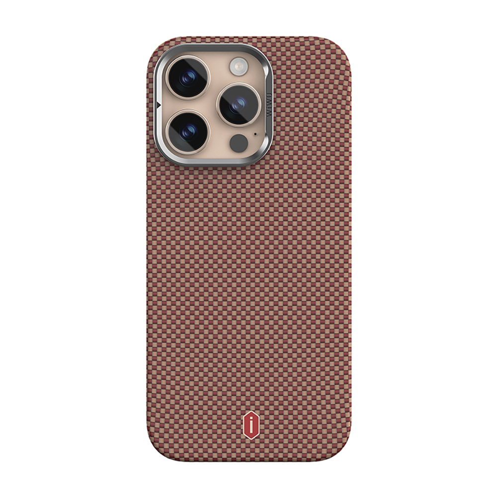 Apple iPhone 16 Pro Max Uyumlu Kılıf Wiwu DCC-208 M-safe Şarj Özellikli Kamera Standlı Aramid Fiber Tasarım Kevlar Kapak