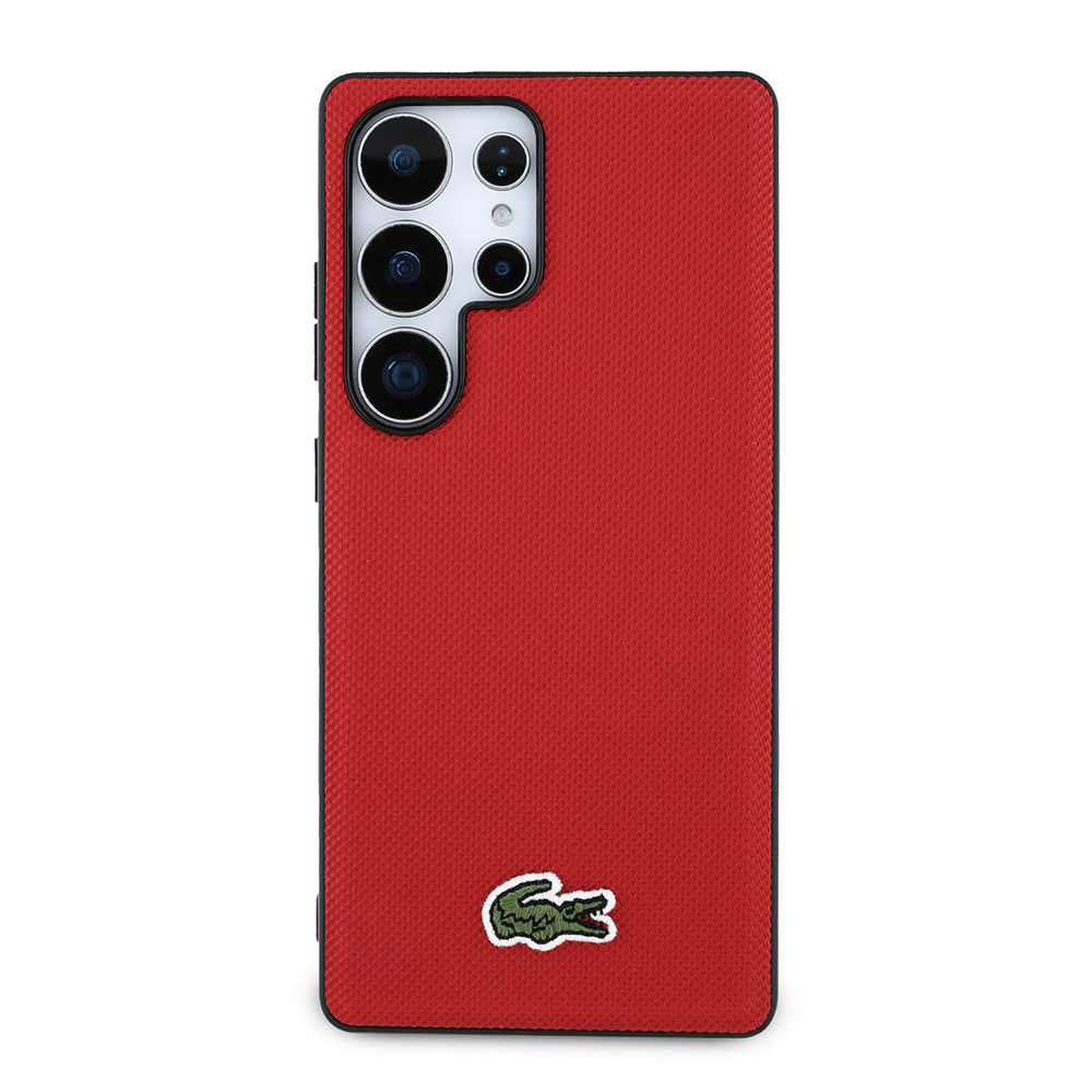 Samsung Galaxy S25 Ultra Uyumlu Kılıf Lacoste Orjinal Lisanslı PU Pike Desenli Arka Yüzey İkonik Timsah Dokuma Logolu Kapak
