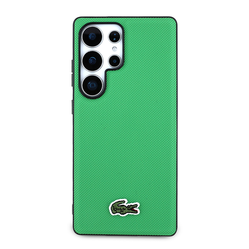 Samsung Galaxy S25 Ultra Uyumlu Kılıf Lacoste Orjinal Lisanslı PU Pike Desenli Arka Yüzey İkonik Timsah Dokuma Logolu Kapak