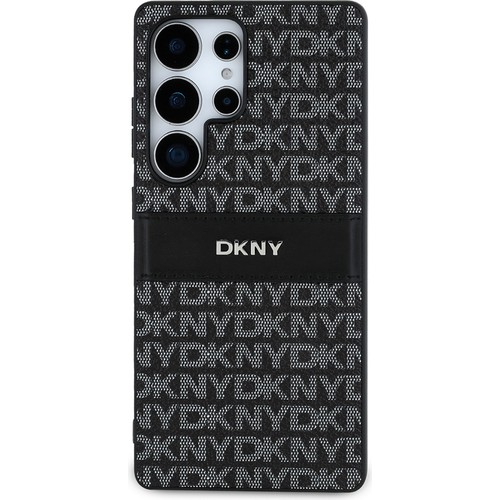 [ZTA116255] Samsung Galaxy S25 Ultra Uyumlu Kılıf DKNY Orjinal Lisanslı Kartlıklı 3D Yazılı Repeat Texture Pattern Kapak (Siyah)