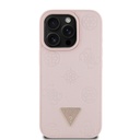 Apple iPhone 15 Pro Max Uyumlu Kılıf Guess Orjinal Lisanslı M-safe Şarj Özellikli Sıcak Baskılı Üçgen Logolu PU Deri Peony Kapak