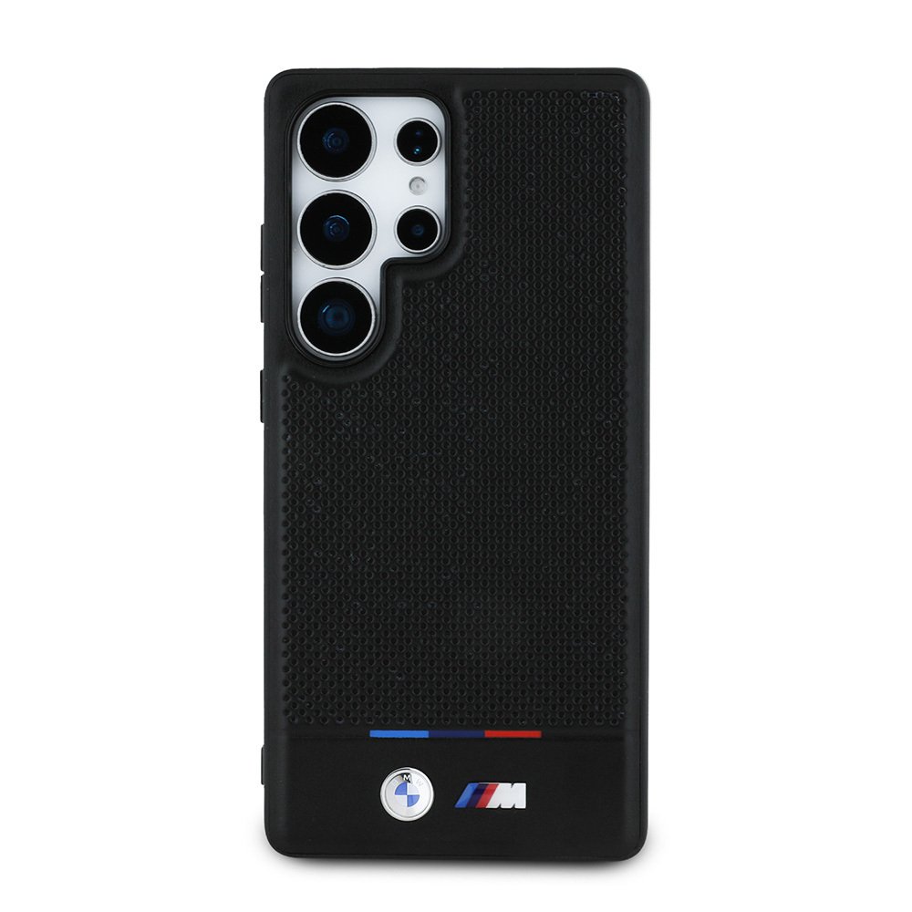 Samsung Galaxy S25 Ultra Uyumlu Kılıf BMW Orjinal Lisanslı M-safe Şarj Özellikli M Logolu Bottom Üç Çizgili Delikli PU Deri Kapak