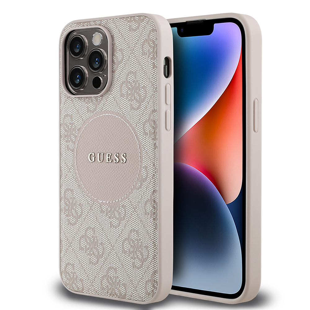 Apple iPhone 14 Pro Max Uyumlu Kılıf Guess Orjinal Lisanslı M-safe Şarj Özellikli Yazı Logolu Circle Classic Kapak