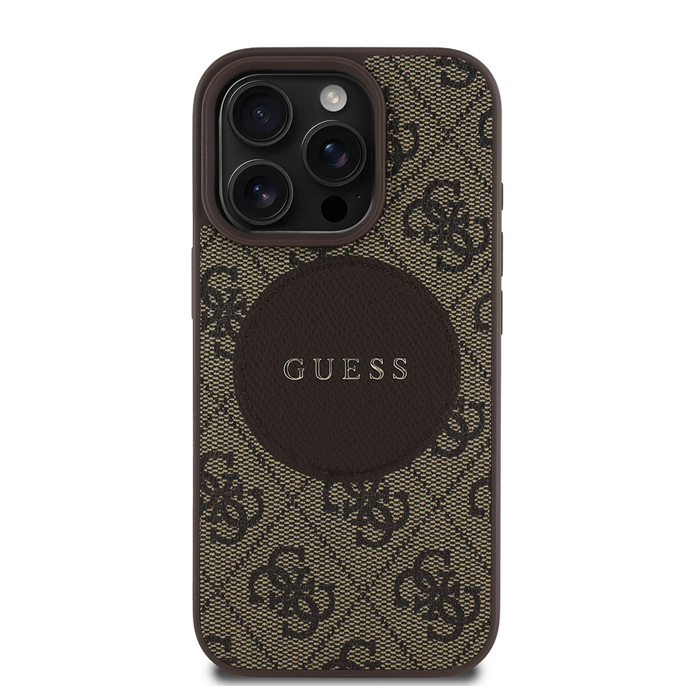 Apple iPhone 15 Pro Max Uyumlu Kılıf Guess Orjinal Lisanslı M-safe Şarj Özellikli Yazı Logolu Circle Classic Kapak