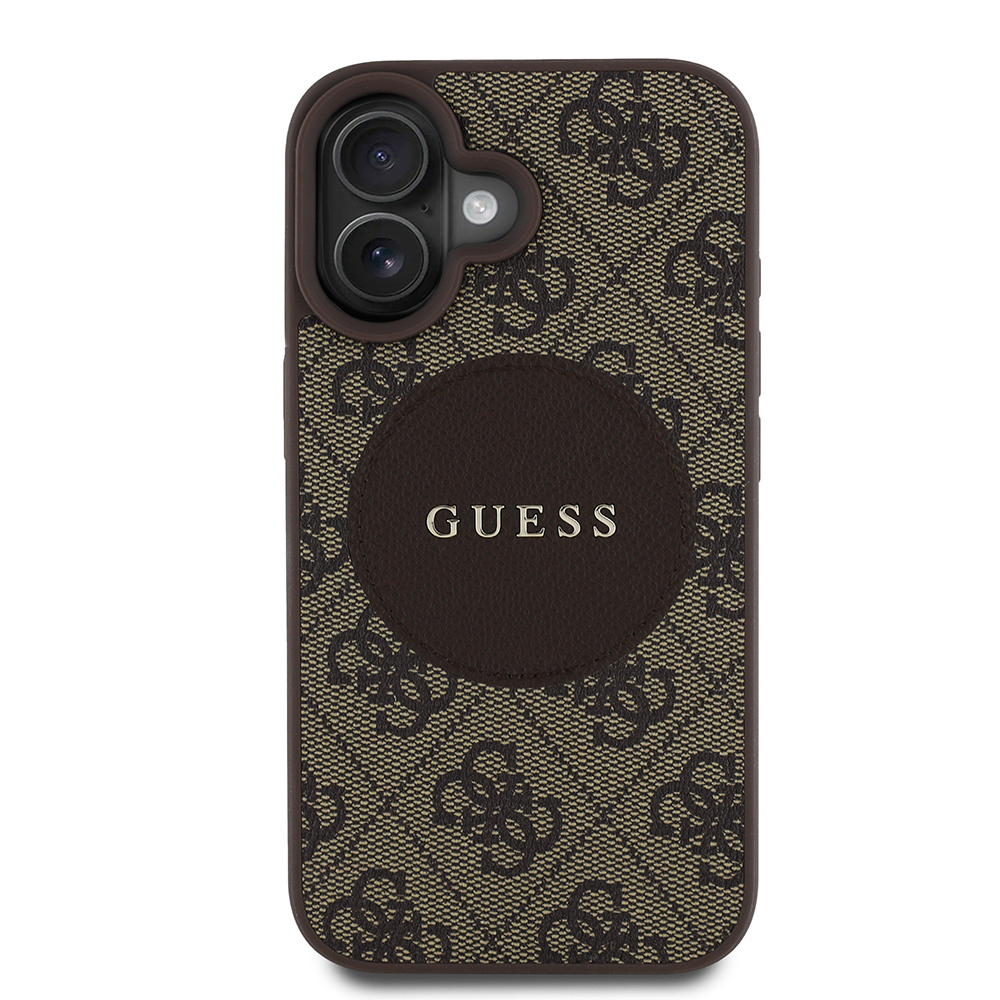 Apple iPhone 16 Uyumlu Kılıf Guess Orjinal Lisanslı M-safe Şarj Özellikli Yazı Logolu Circle Classic Kapak
