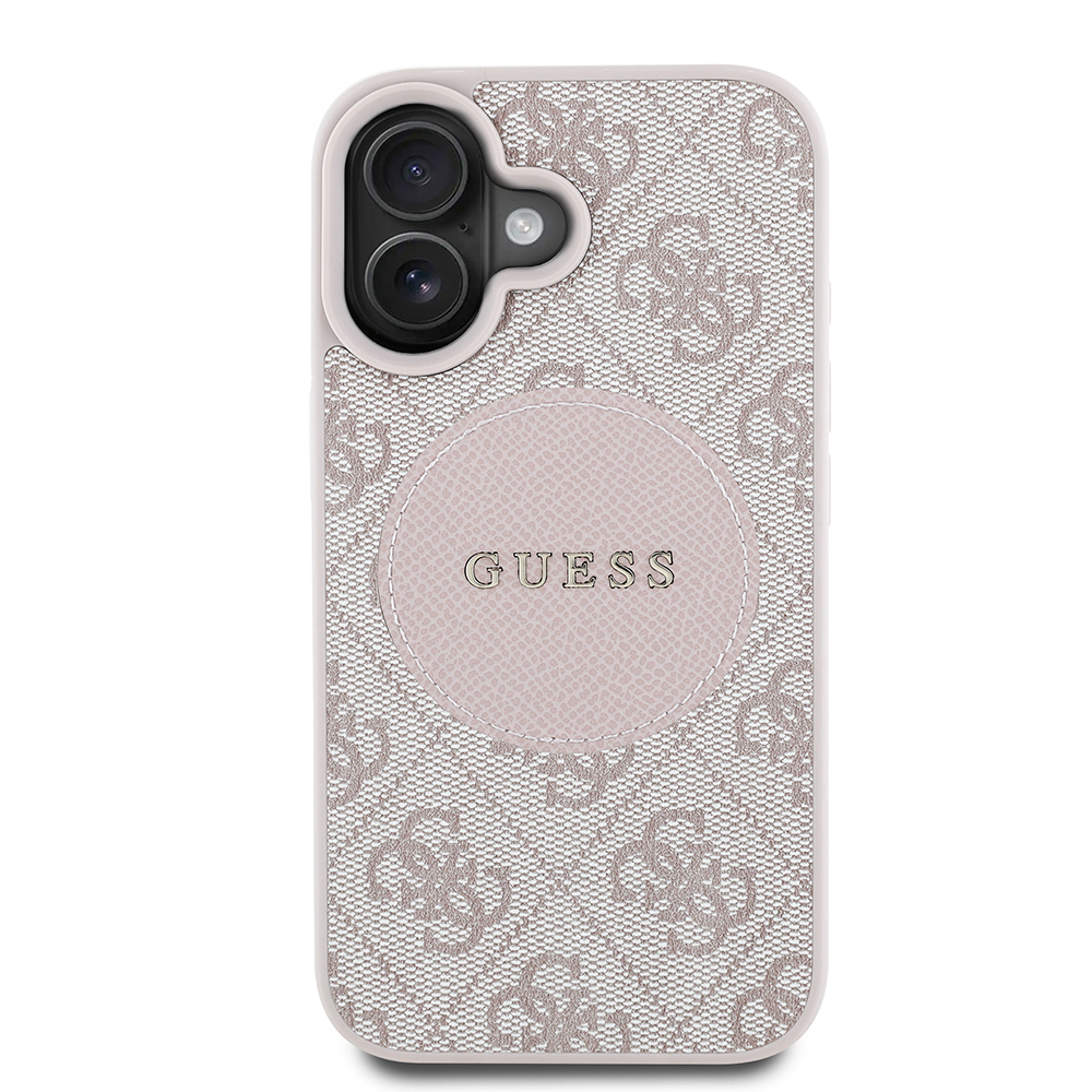 Apple iPhone 16 Uyumlu Kılıf Guess Orjinal Lisanslı M-safe Şarj Özellikli Yazı Logolu Circle Classic Kapak