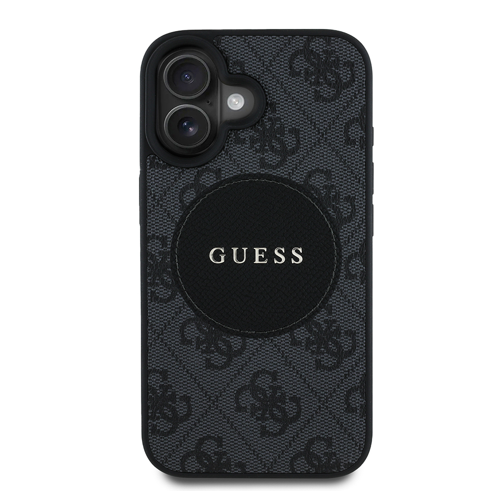 Apple iPhone 16 Uyumlu Kılıf Guess Orjinal Lisanslı M-safe Şarj Özellikli Yazı Logolu Circle Classic Kapak
