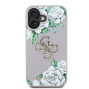 Apple iPhone 16 Uyumlu Kılıf Guess Orjinal Lisanslı Gül Baskılı Büyük Metal Logo Dizaynlı Kapak