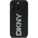 Apple iPhone 14 Pro Max Uyumlu Kılıf DKNY Orjinal Lisanslı Taşlı DKNY Yazılı Metalik Rhinestones PU Deri Kapak