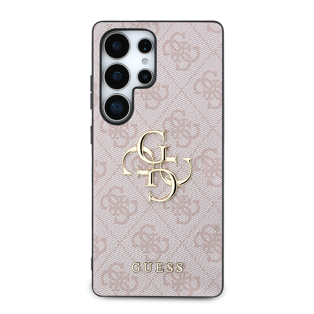 Samsung Galaxy S25 Ultra Uyumlu Kılıf Guess Orjinal Lisanslı PU Deri 4G Desenli Metal Büyük 4G ve Yazı Logolu Kapak